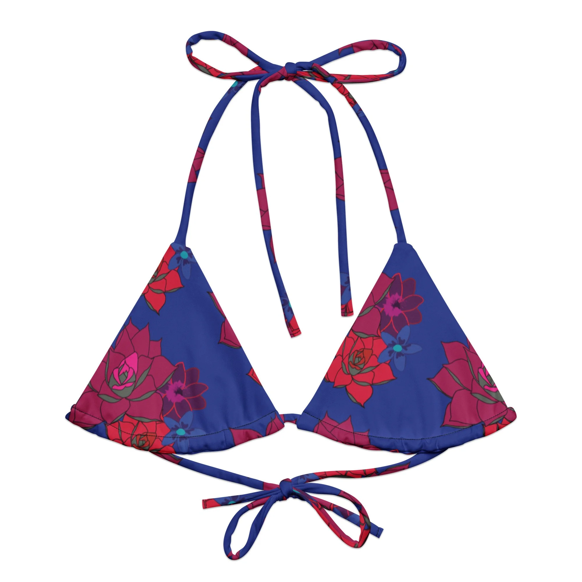 All-over print recycled string bikini top