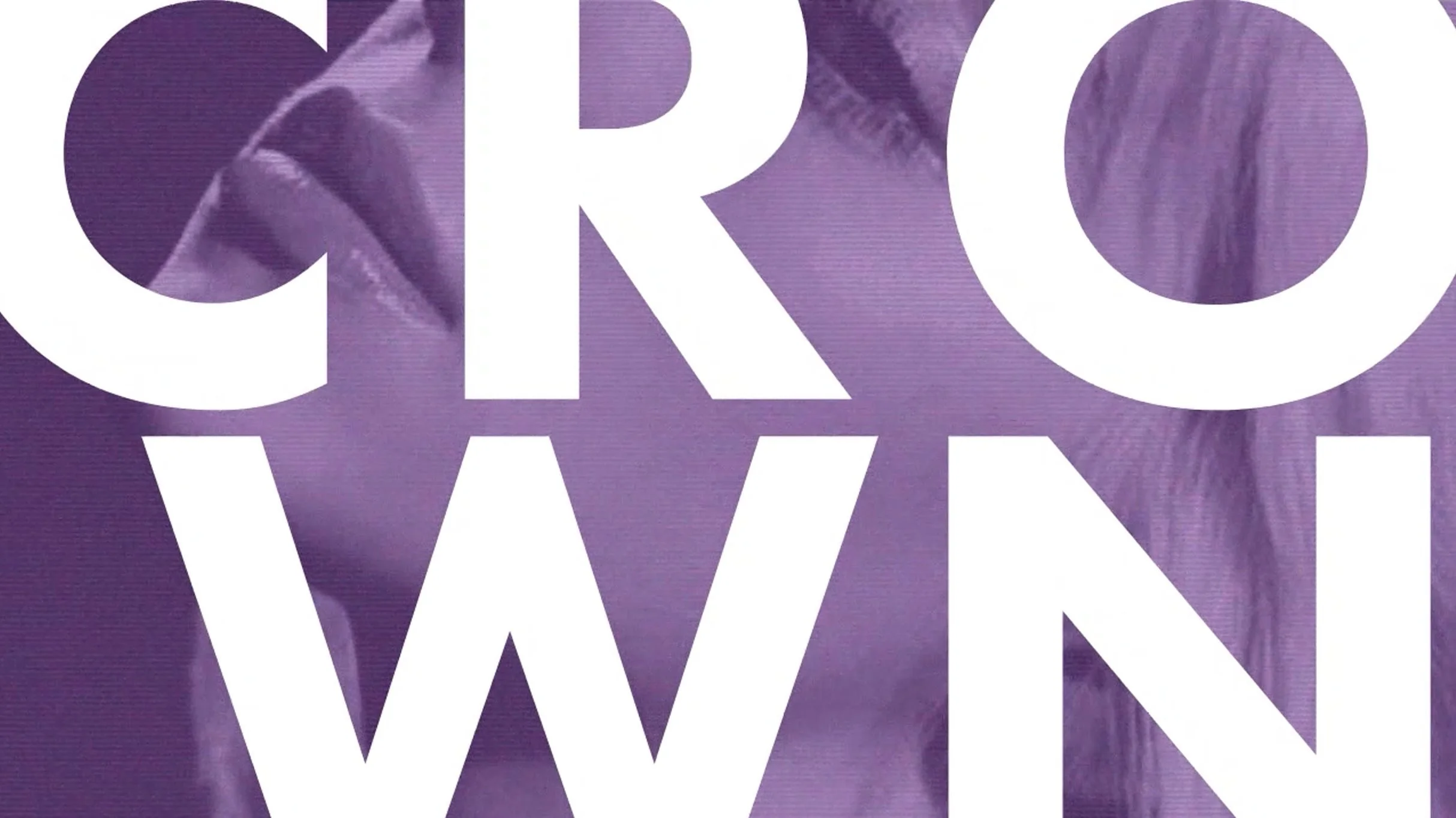 Close-up view of bold white text on a purple background. The text appears to spell 'CEREAL W' with parts of the letters cut off.