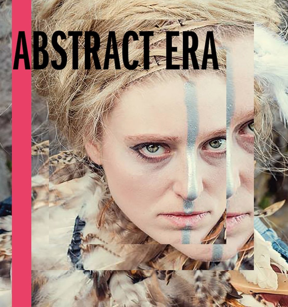 Book cover with a close-up of a woman with face paint and feathers, featuring the title 'ABSTRACT ERA' in bold black and red letters.