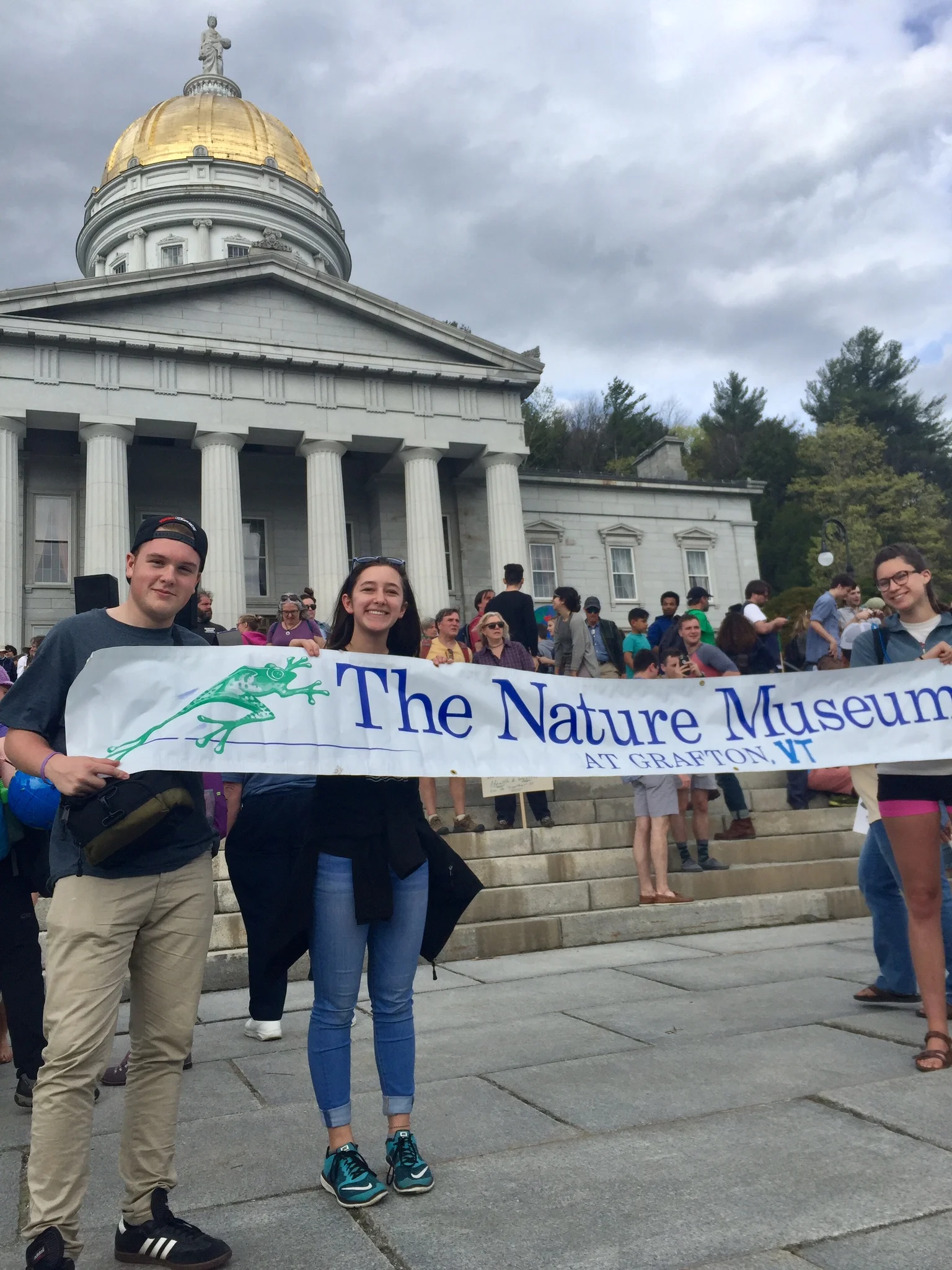 (left to right) Matt Powers, senior at Springfield HS, Laurel King, freshman, Grace Johnson, sophomore at Green Mountain Union High School. Photo taken by Carrie King.