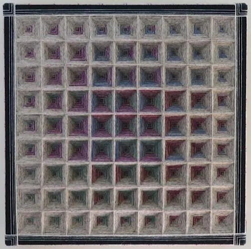 "Four Corners", fiber, 20" x 20", $900