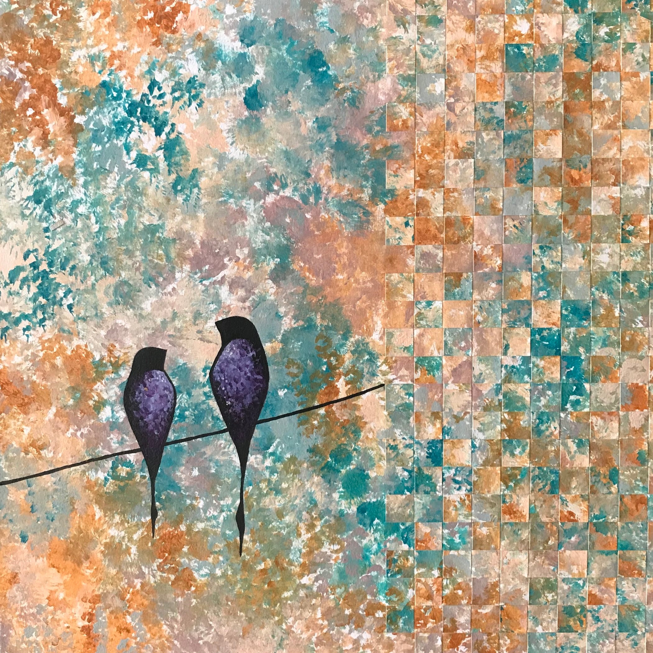 "These Moments", painted paper weaving, 12" x 12", $120