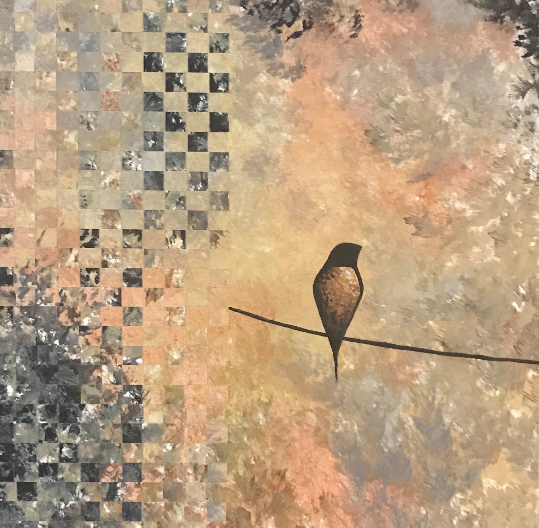 "The Other Side Of Fear III", painted paper weaving, 8" x 8", SOLD