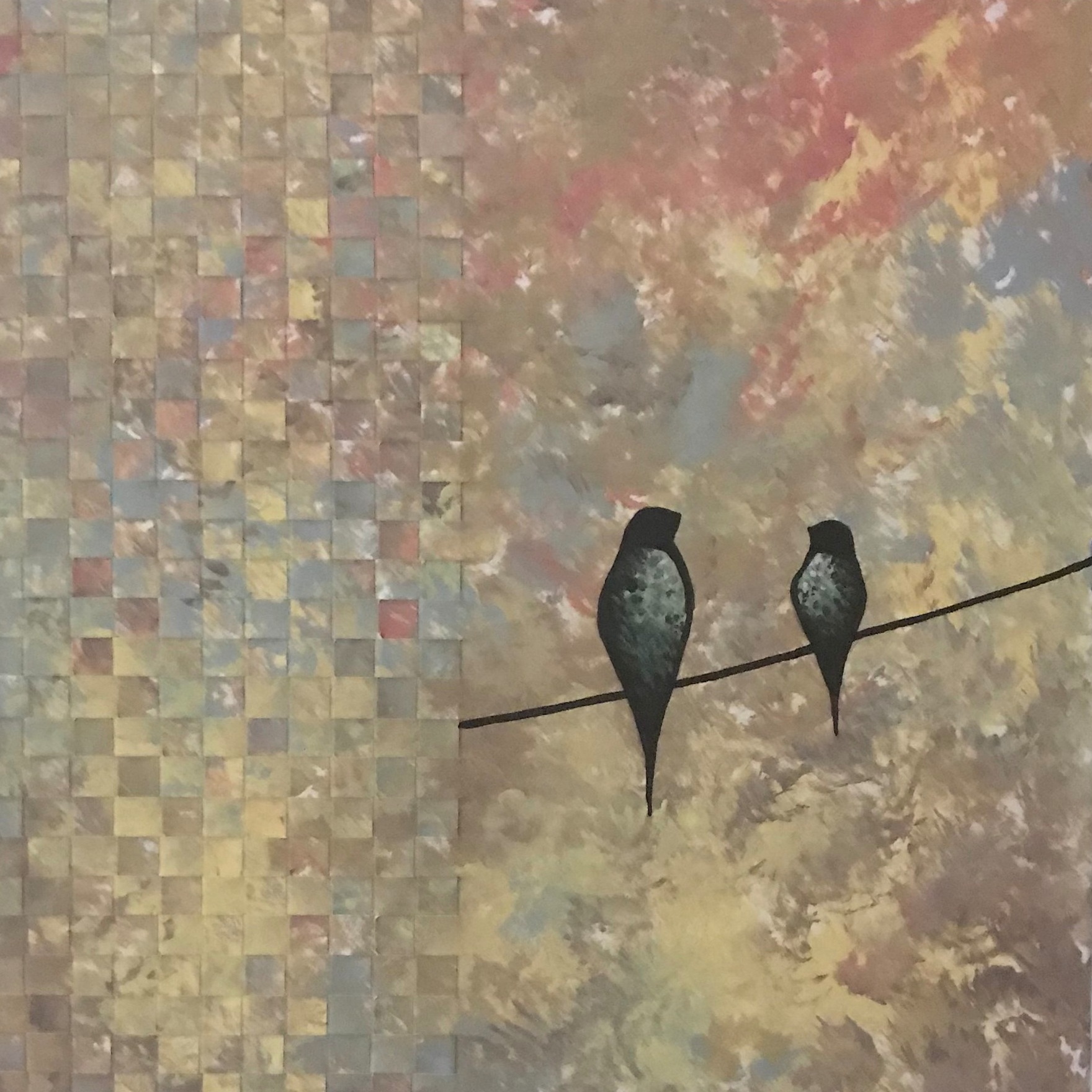 "Looking Forward, Looking Ahead I", painted paper weaving, 8" x 8", SOLD