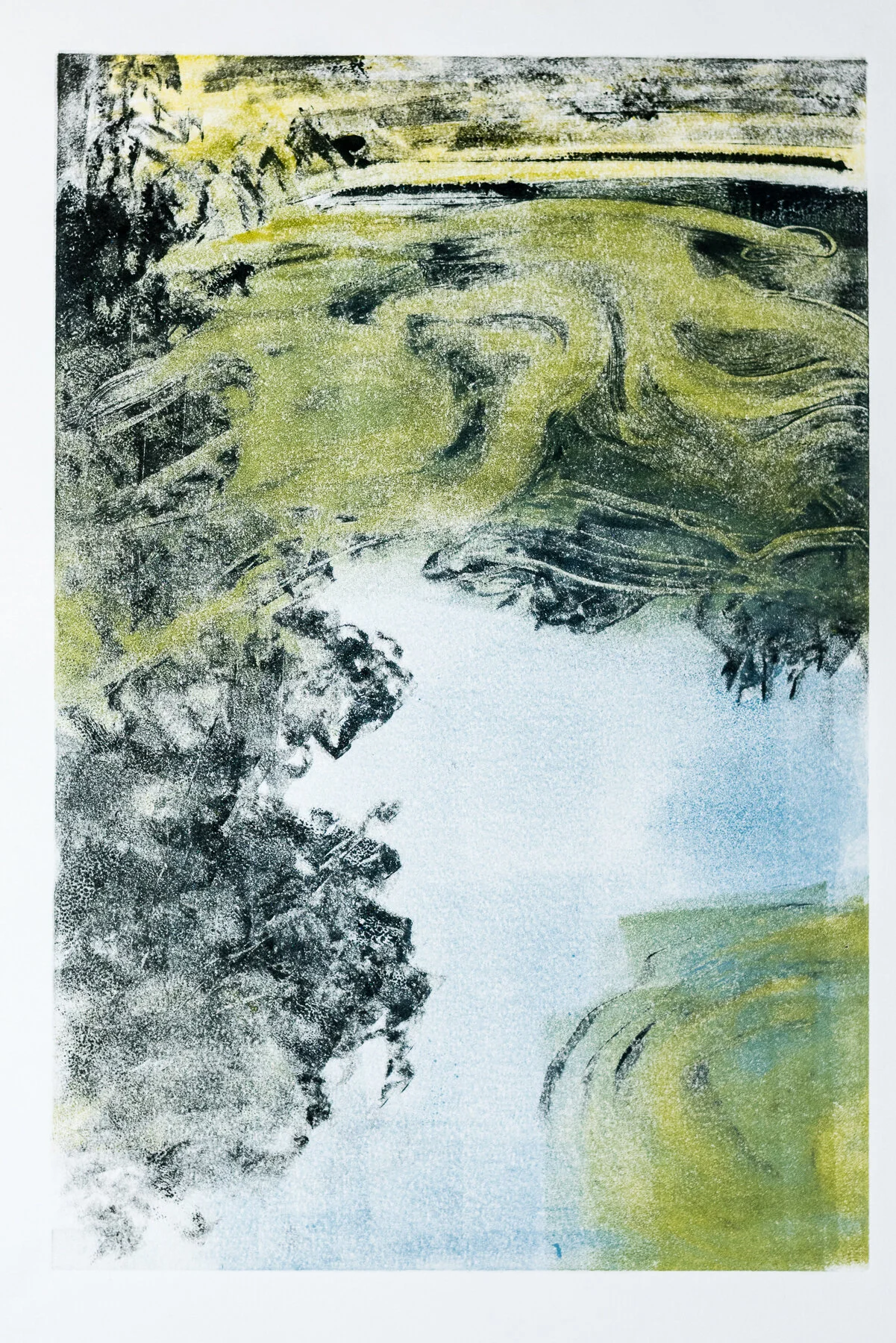 "Pond Algae Reflections", monotype, 20" x 15.5", SOLD