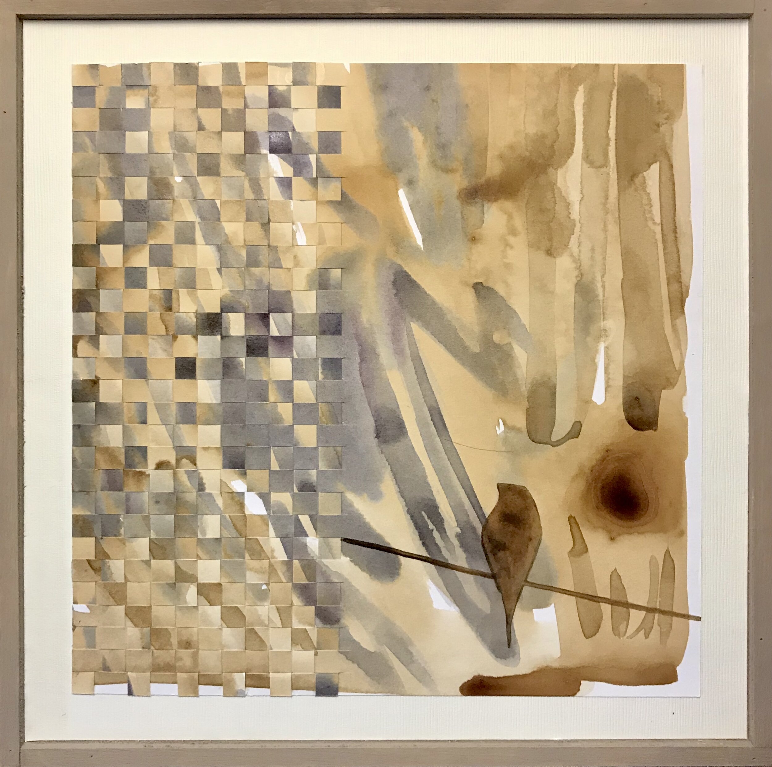 "Sconosciuta III" tea stained woven paper, 8" x 8", $110