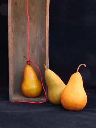 "Three Pears &amp; A Red String", photography, 16" x 14", $165 (framed)
