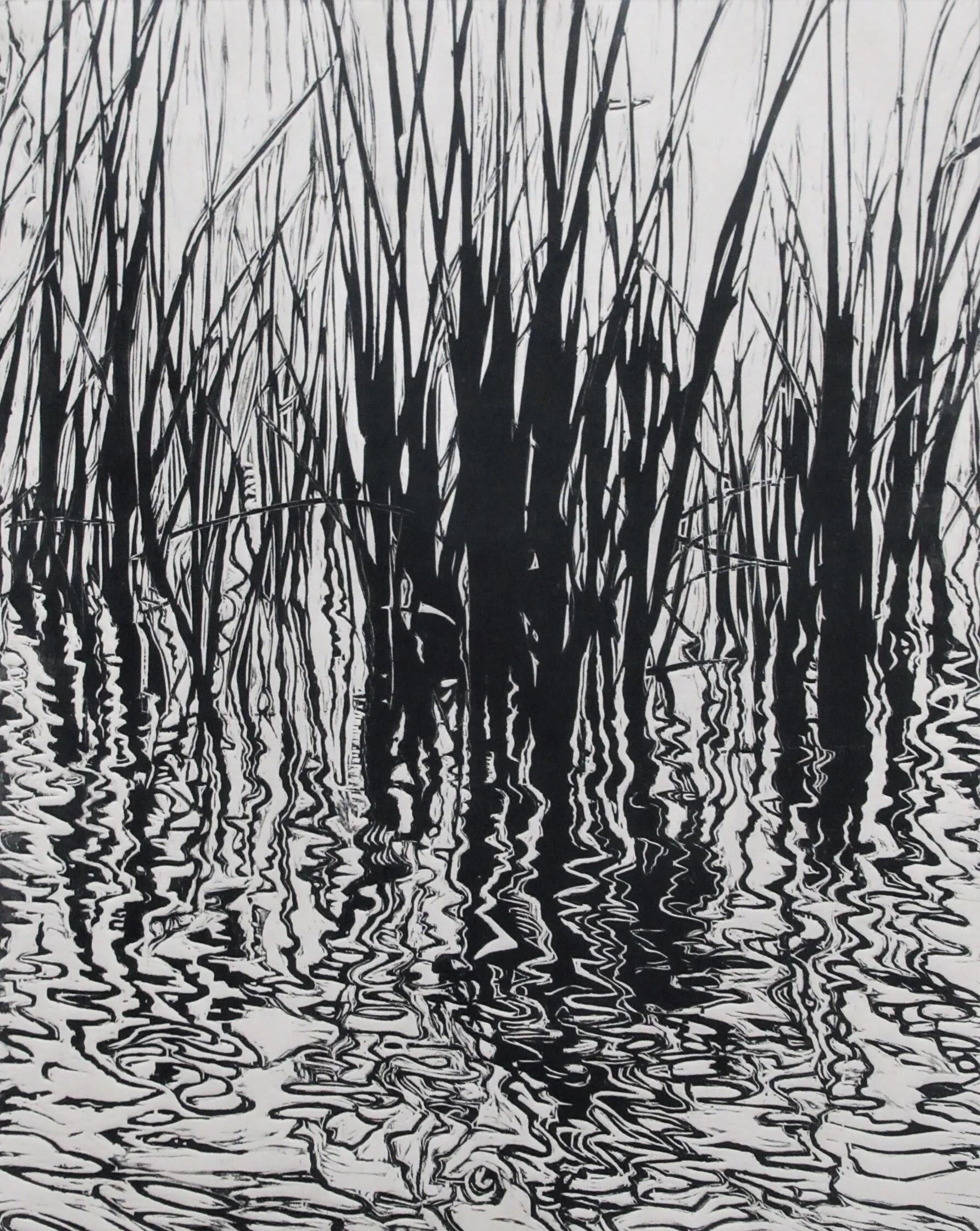 "Eel Grass I", woodcut, 20" x 16", $800 (framed)