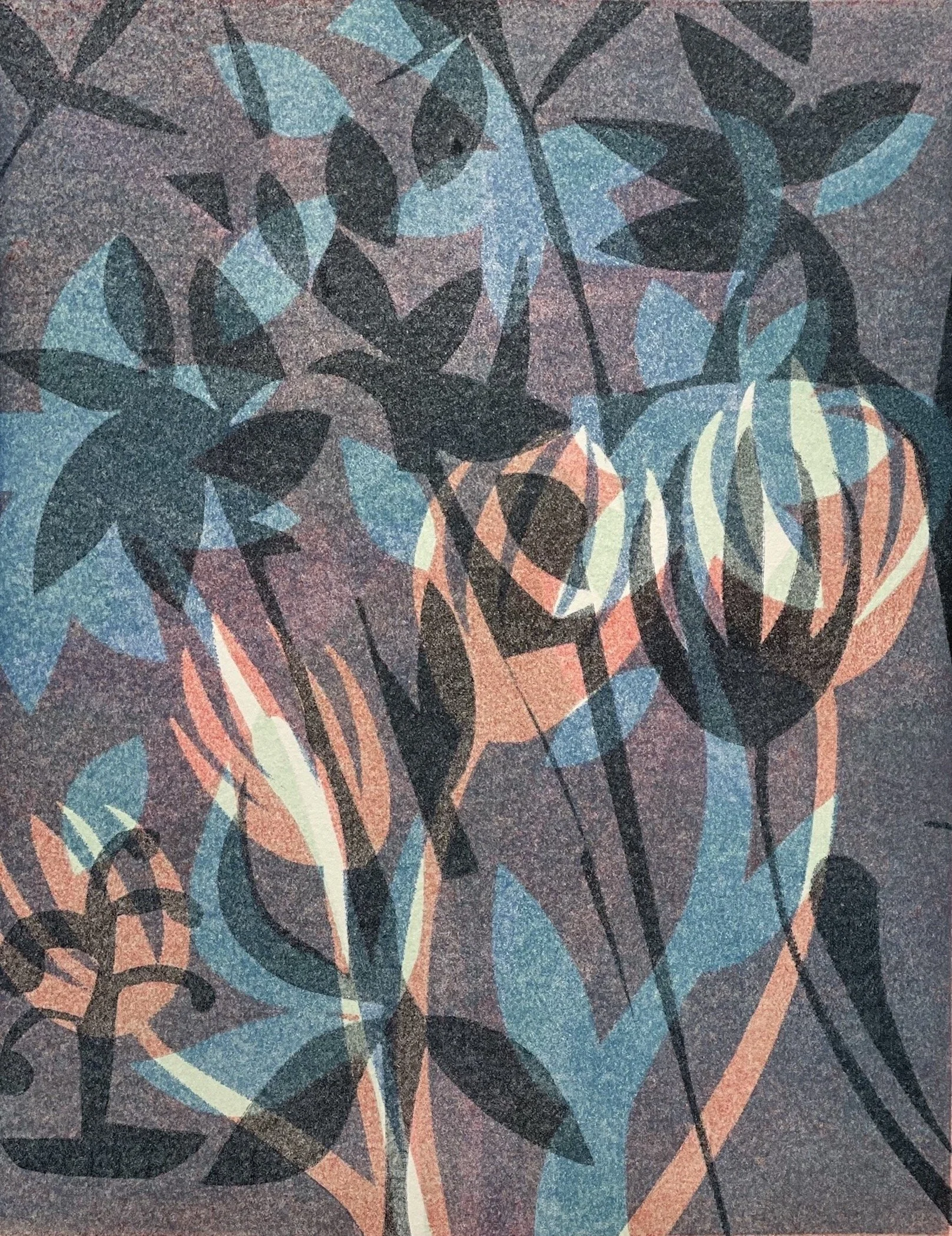 "Night Garden", monoprint, 20.25" x 17.25", $500 (framed)