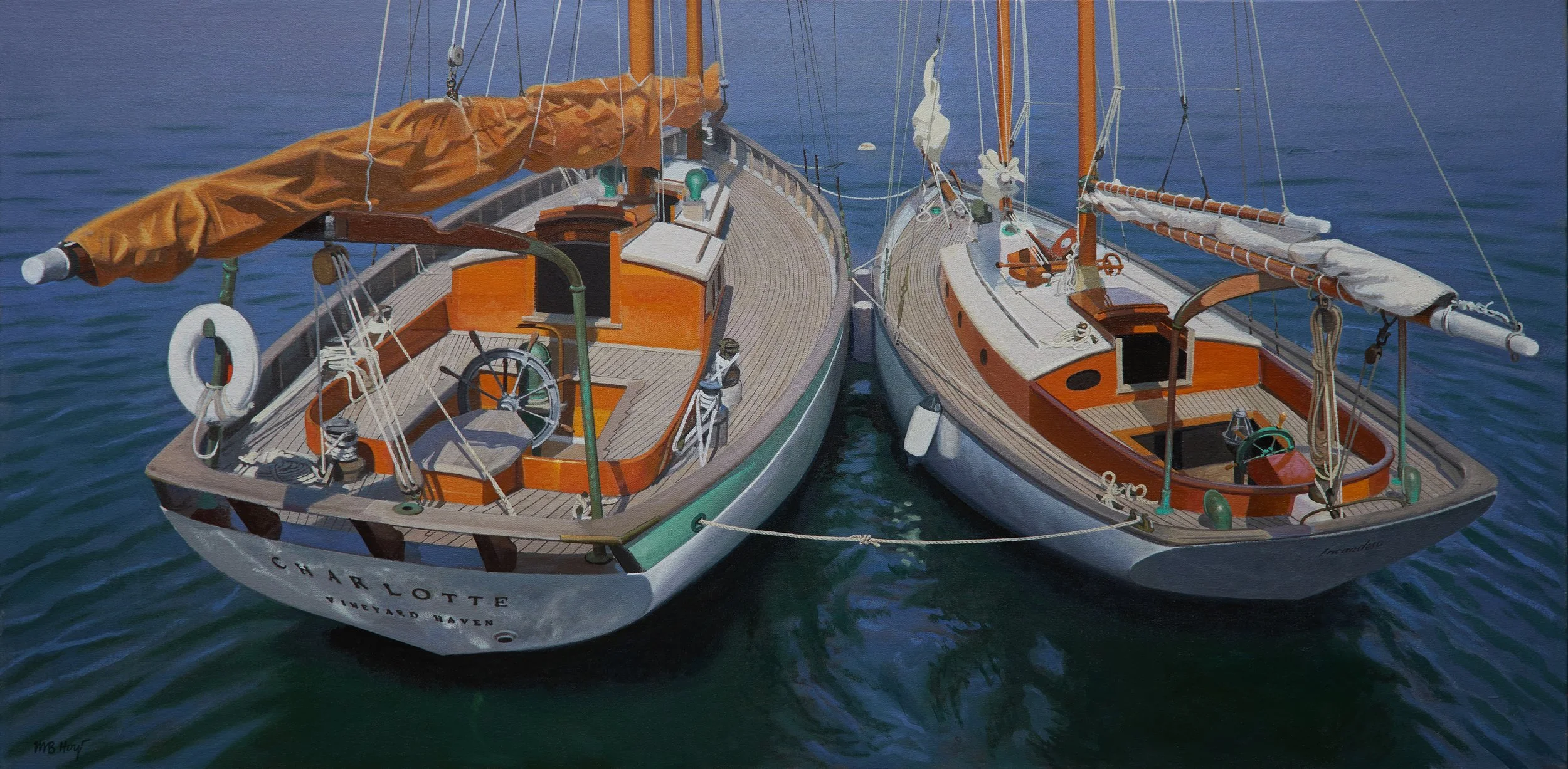 "Charlotte &amp; Incandesa", oil on mounted linen, 24" x 48", $14,500