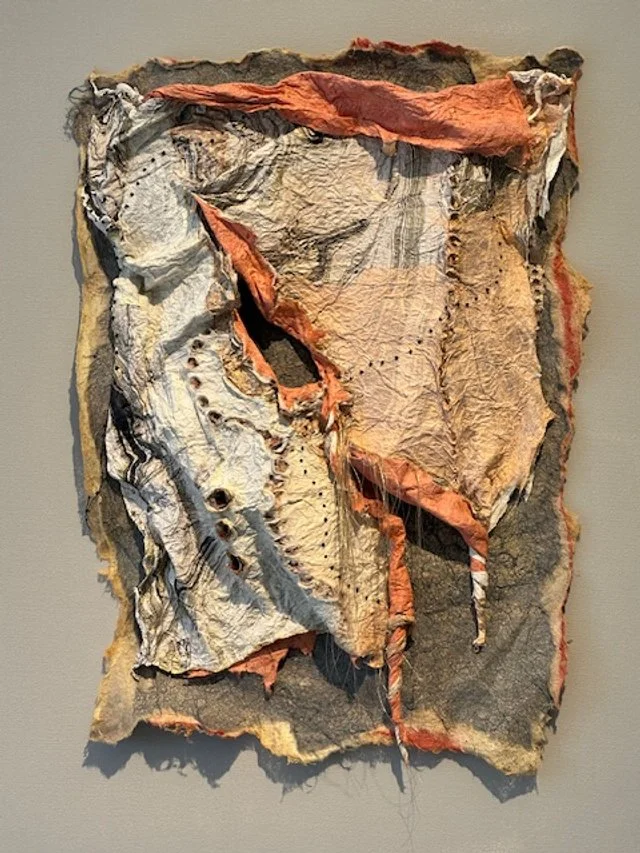 "This Way Mighty Mountains Rise, And Dreams", mixed media joomchi sculpture, mounted on canvas, 30" x 24", $695