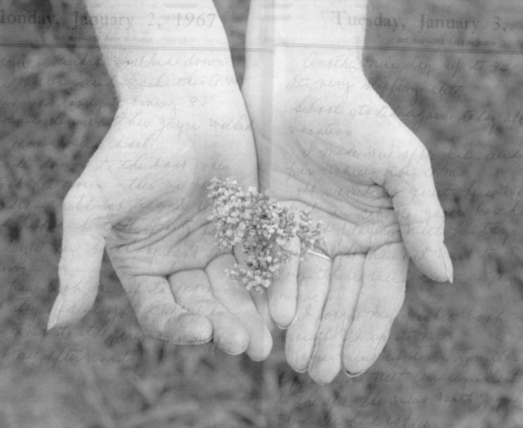 Art by DELANEY BURNS "Offering", archival inkjet print, 12” x 18”, $300 (framed), inspired poetry by MARIA LUISA AROYO CRUZADO