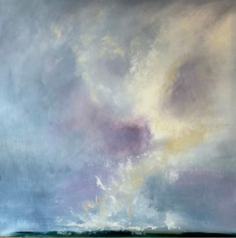 Art by TANYA HAYES LEE, "Wild Joy: Gathering Of The Light", oil, 36" x 36", $1800, Poetry by VIVIAN EYRE