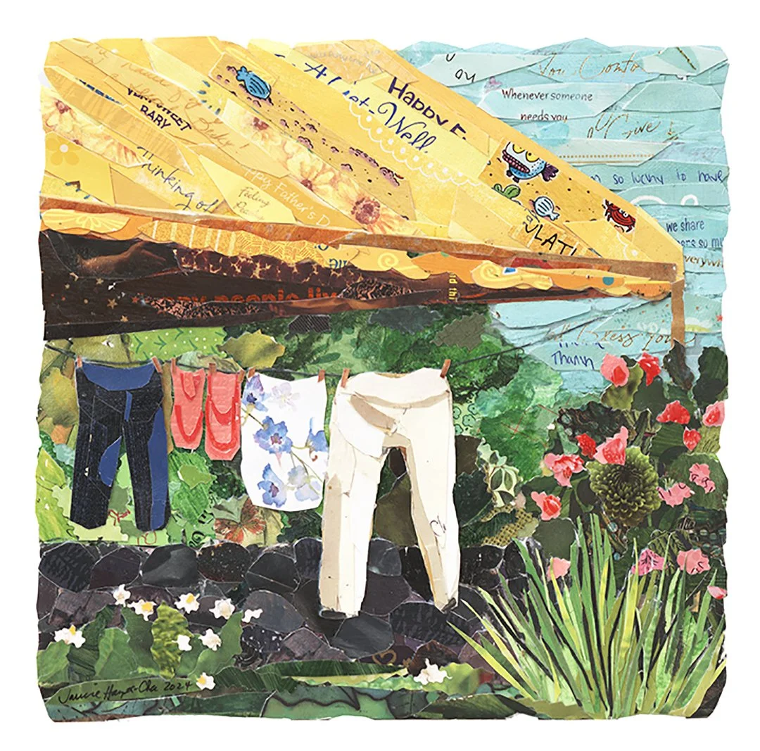 "Laundry, Santa Elena", mixed media, 13" x 13", $1,200 (framed)