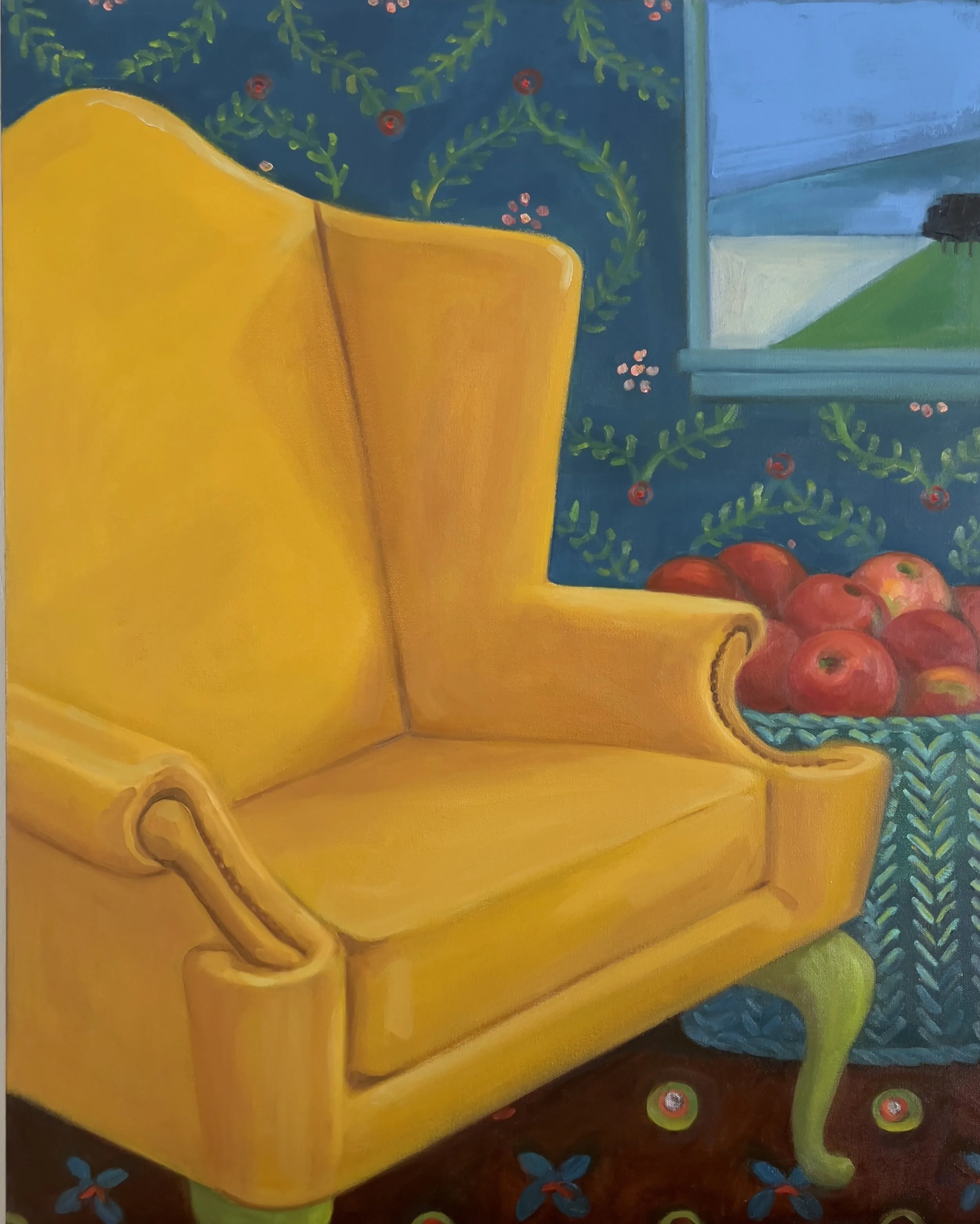 "Yellow Chair &amp; Diebenkorn", oil on canvas, 30" x 24", $1,300 (framed)