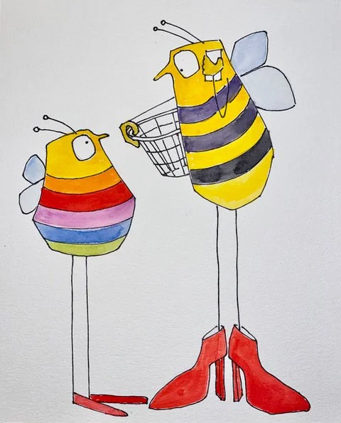 "I'm Gonna Have To Call You Back" watercolor &amp; ink, 10" x 8", $50 (framed) SOLD