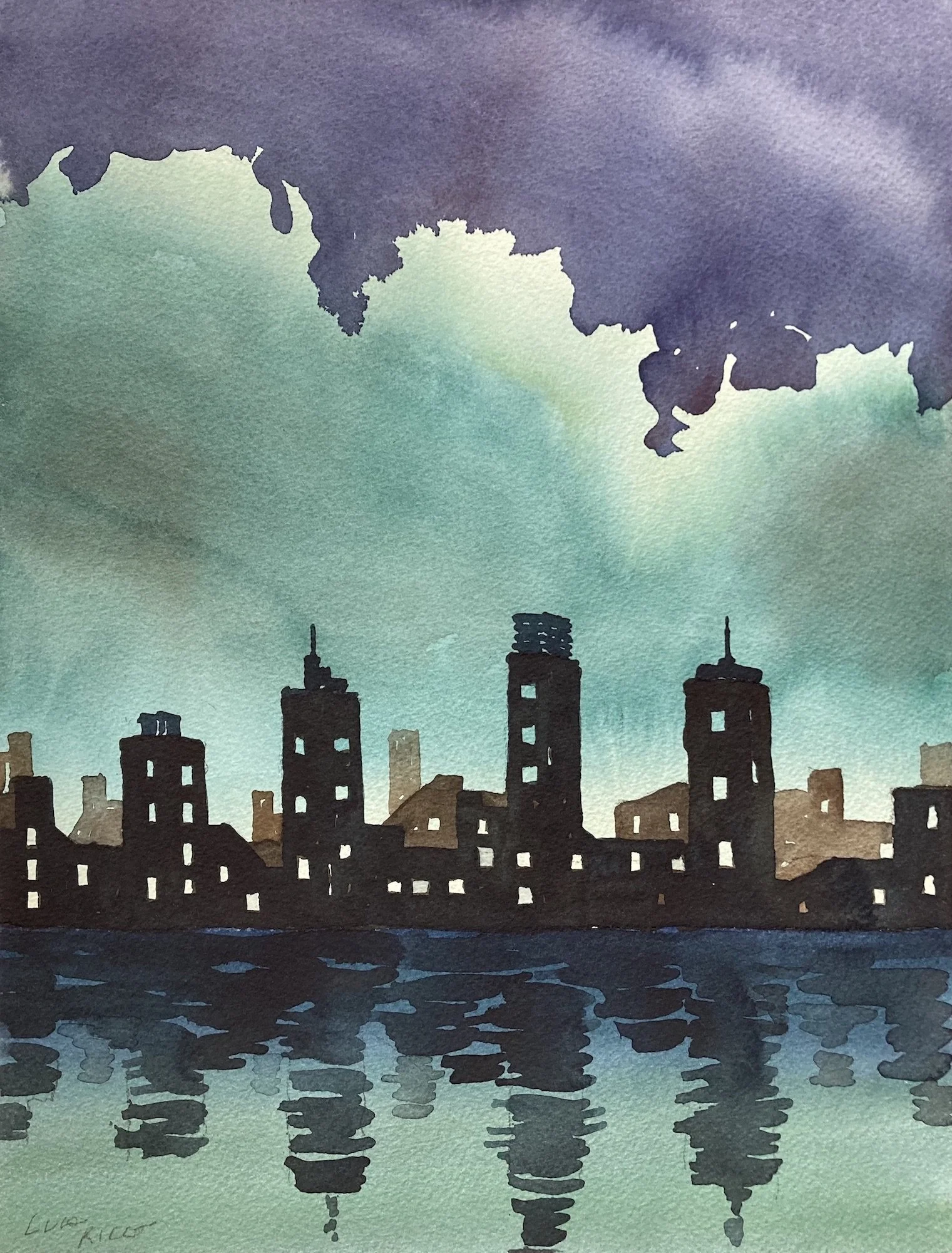 "Almost Night", watercolor, 16" x 12", $500 (framed) SOLD