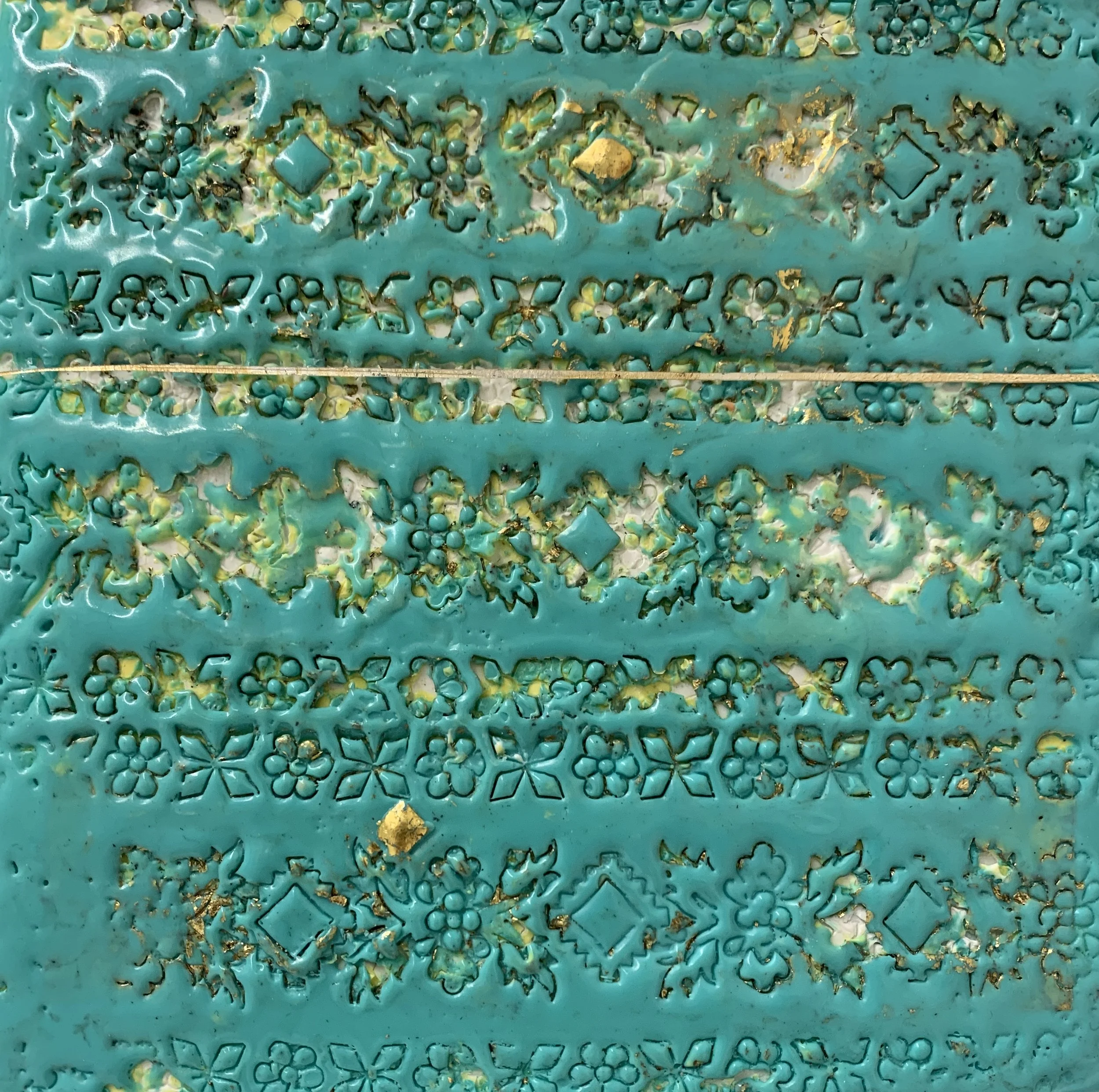 "Baroque: Etude XVIII", encaustic &amp; 23K gold leaf, 6" x 6", $250