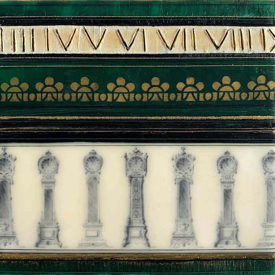 "Time To Go", encaustic, 5" x 5", $100 SOLD