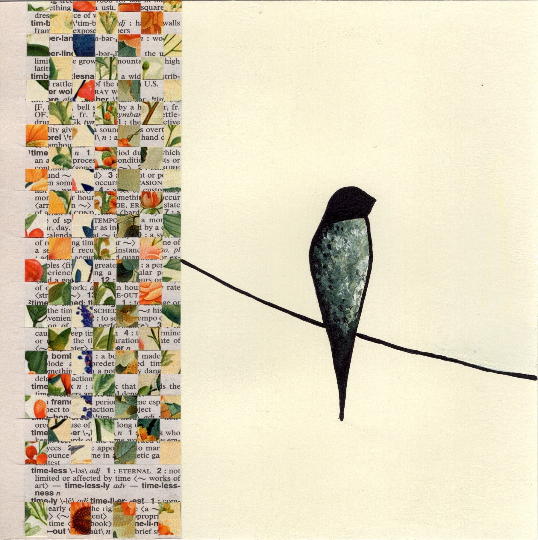 "Timeless", painted paper weaving, 8" x 8", $110 (framed)