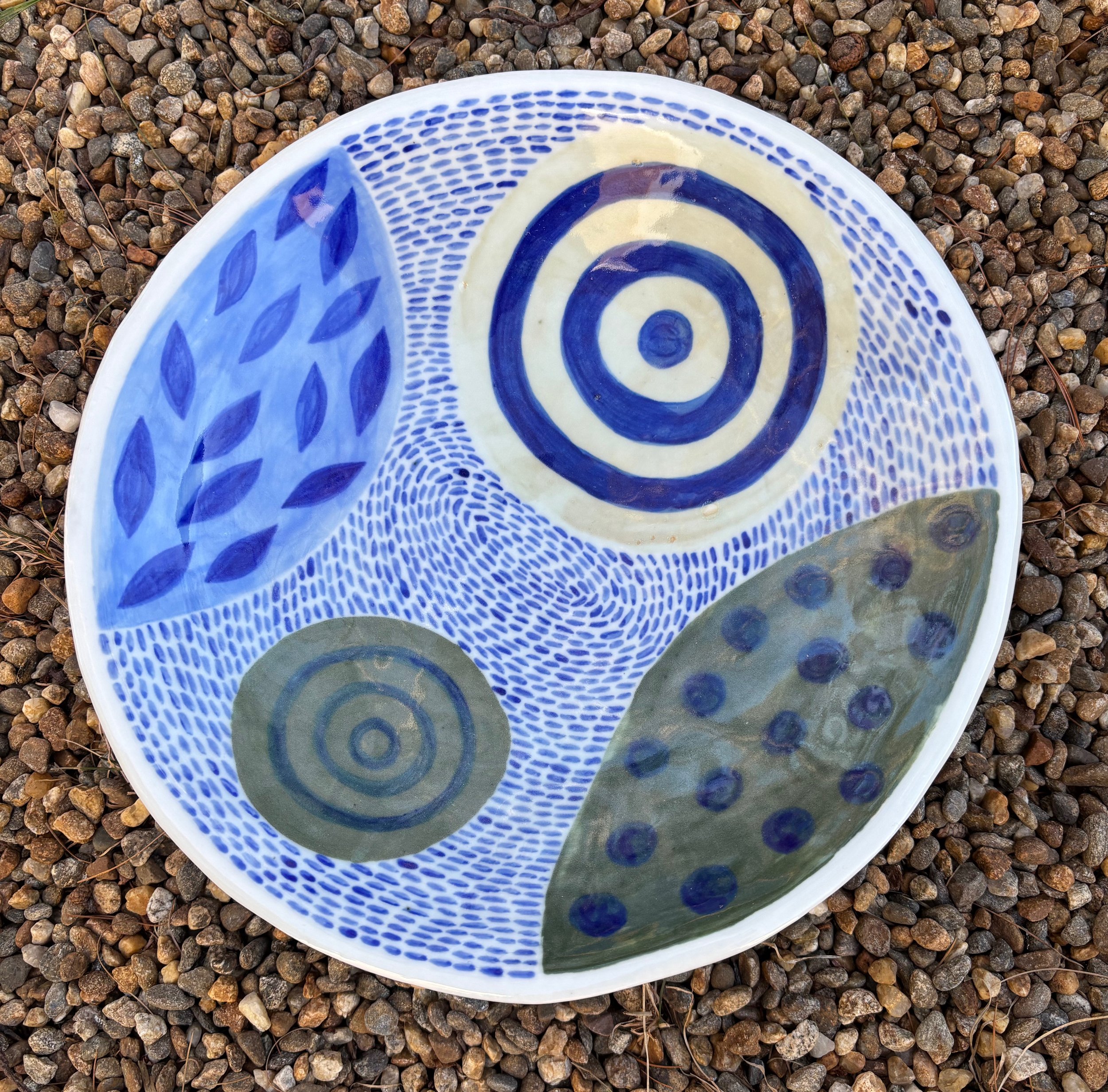 "Bowl II", "Bowl III", high fire stoneware, 10" x 10" x 2", $100