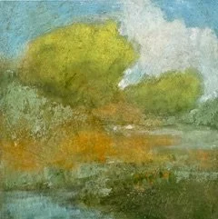 "Looking For Tadpoles", (Gaga &amp; Ollie) oil on panel 6" x 6", $175 (framed) SOLD