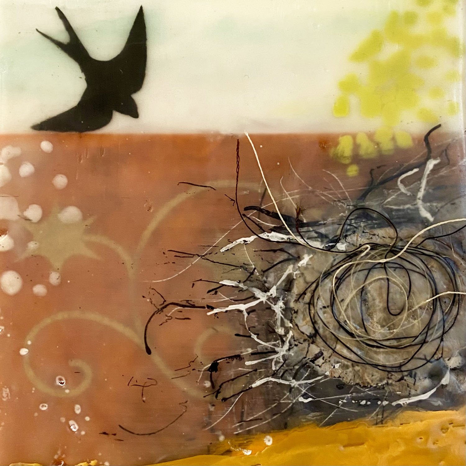"Rex, RIP, Taught Me Everything &amp; Anything", encaustic, 4" x 4", $75 SOLD