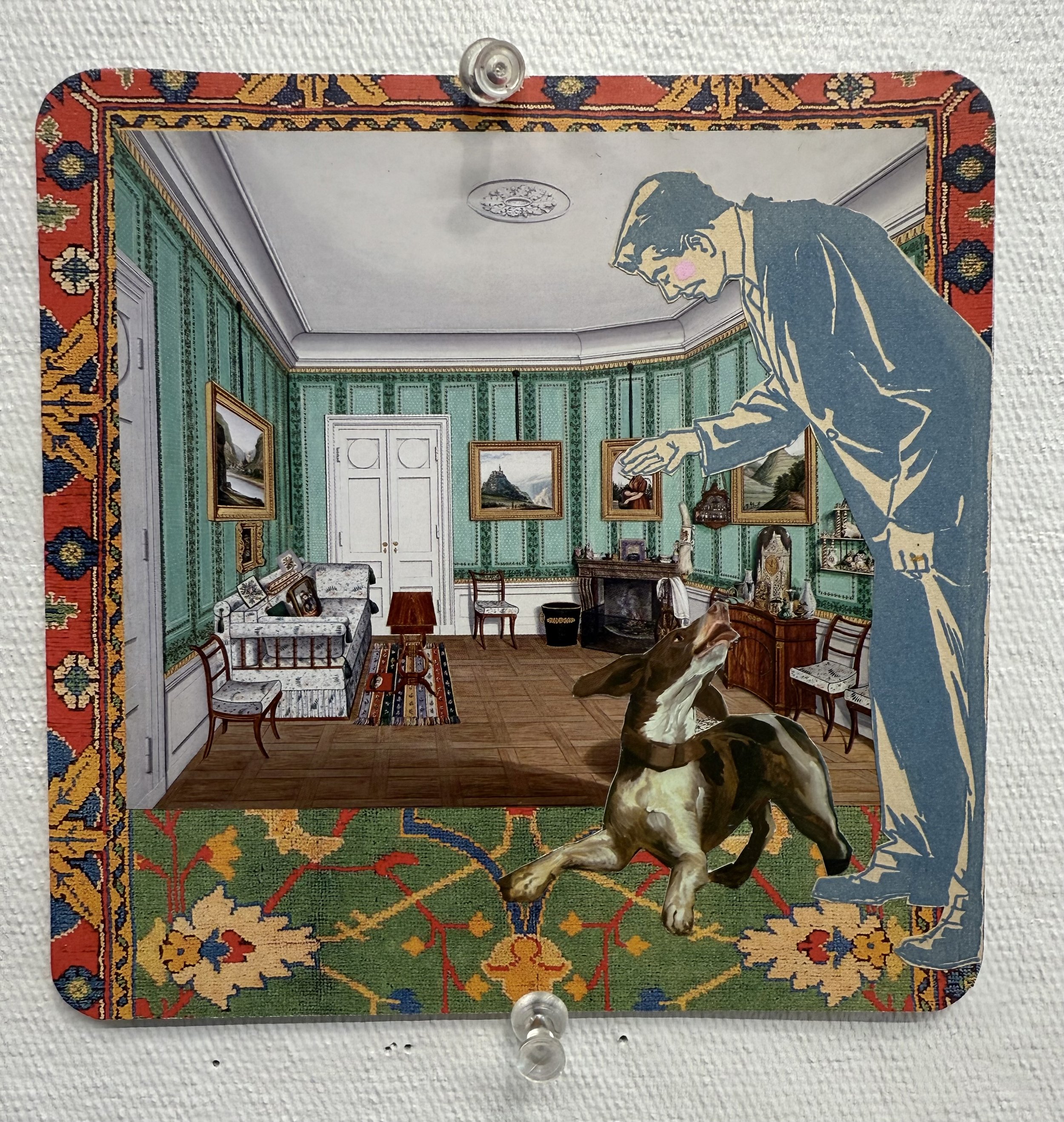 "Good Dog", collage, 6" x 6", $65
