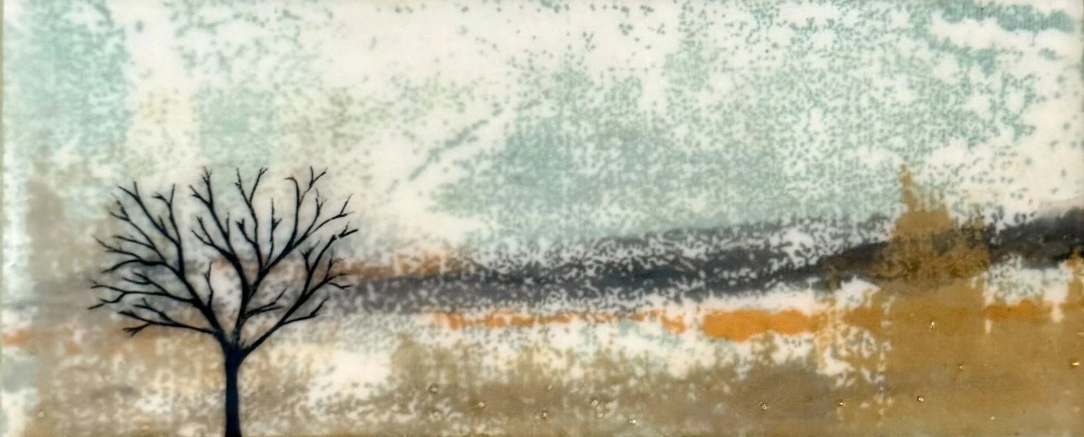 "Fresh Air", encaustic monotype, mixed media, 2.5" x 6", $60 SOLD
