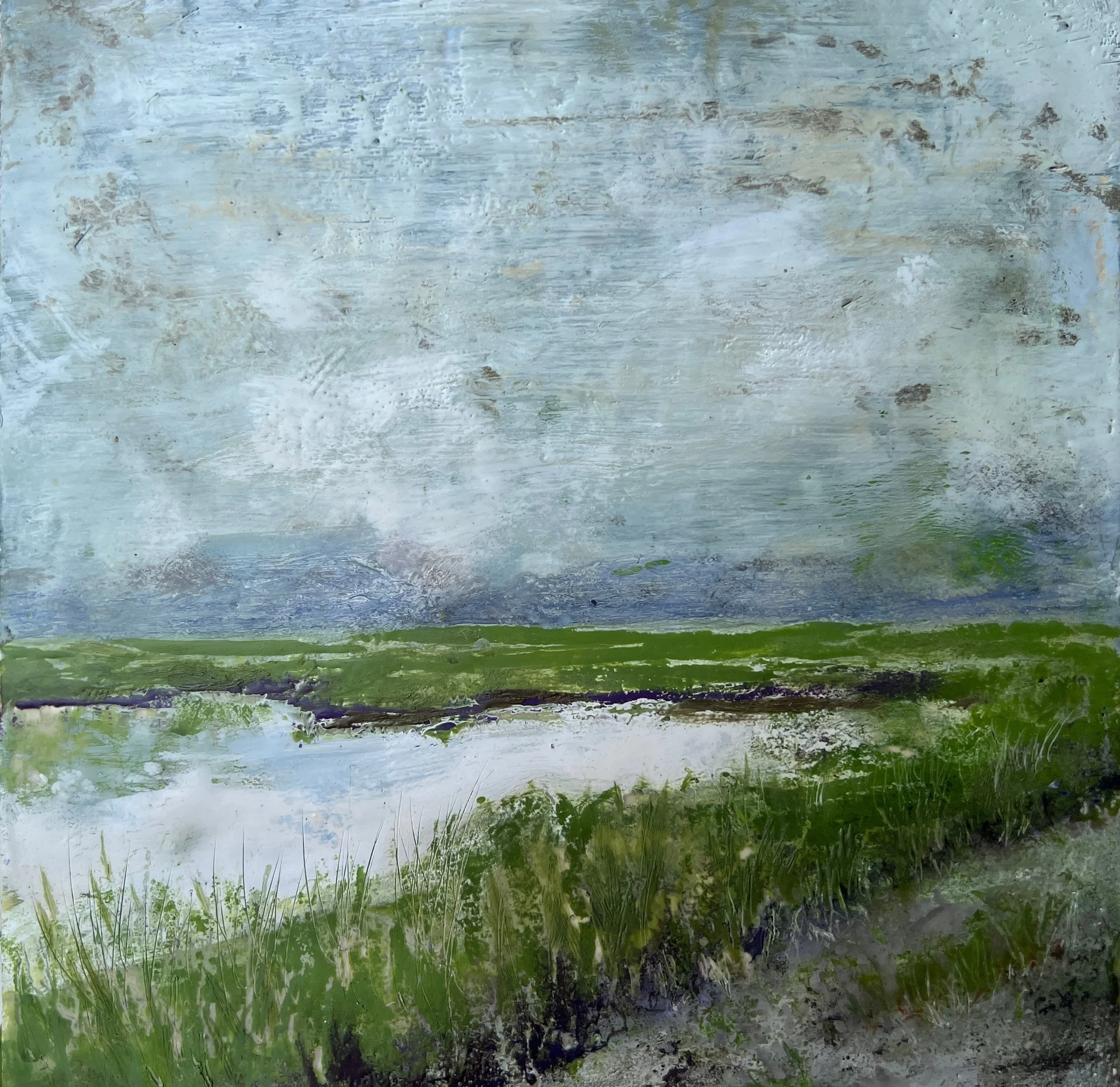 "Seagrass At Crane's Beach I", encaustic, 10" x 10", $300 (framed) SOLD