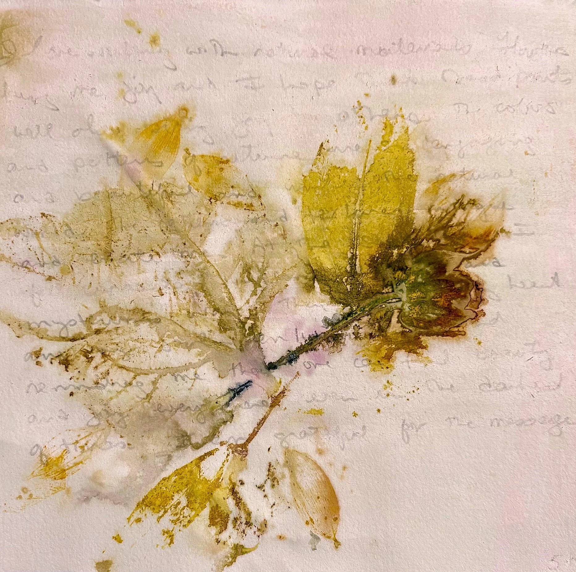 "Behind The Flowers", monotype, 14" x 14", $325 (framed) 
