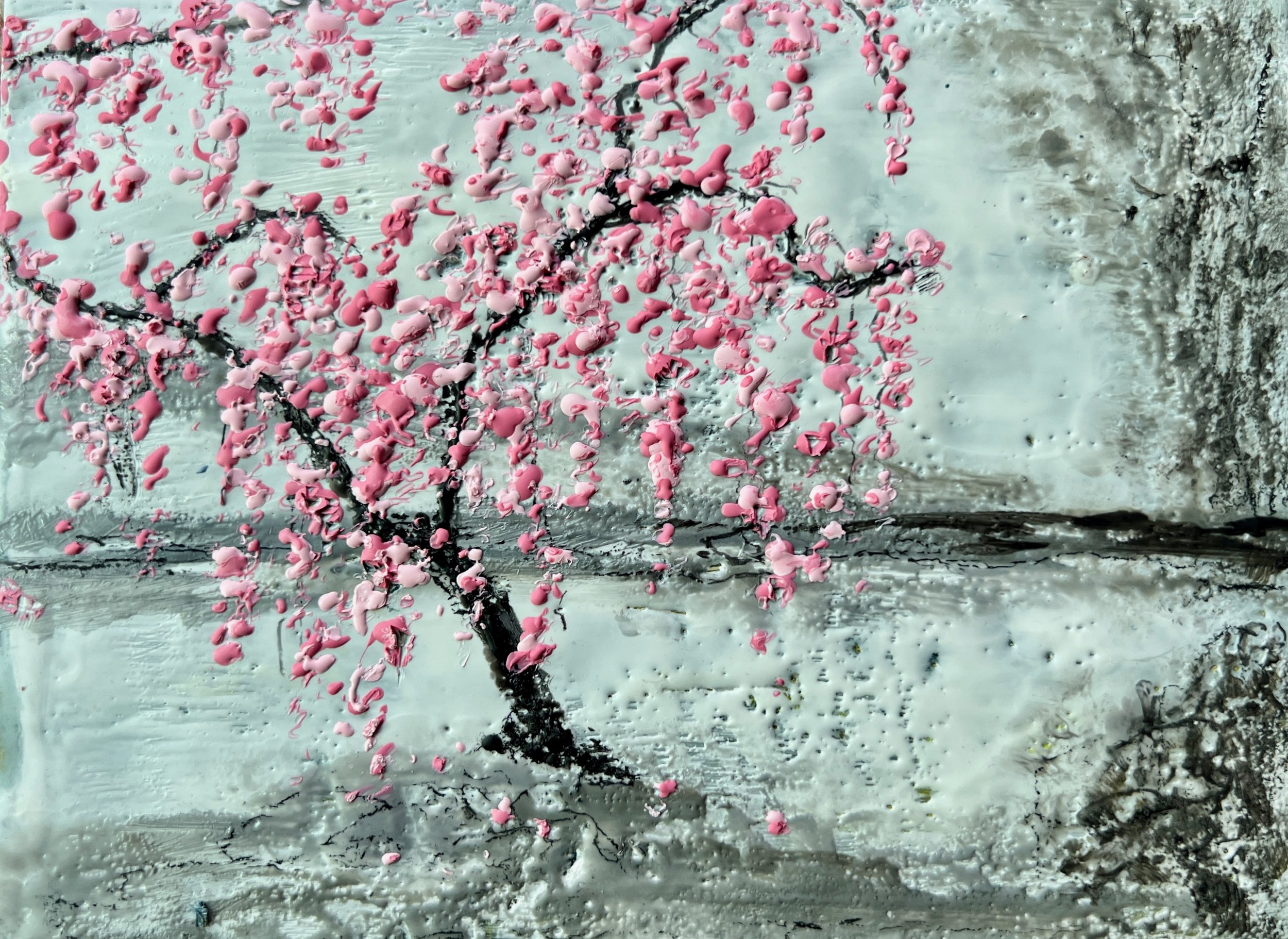 "Cherry Blossoms", encaustic, 8" x 10", $375 SOLD