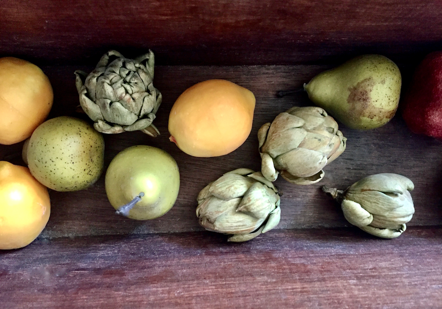 "Still Life With Artichokes", photo transfer, 3" x 5", $200 (framed)