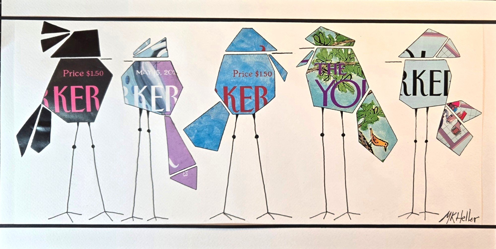 "Spring Arrival", vintage magazine covers, 10" x 18", $140 (framed)