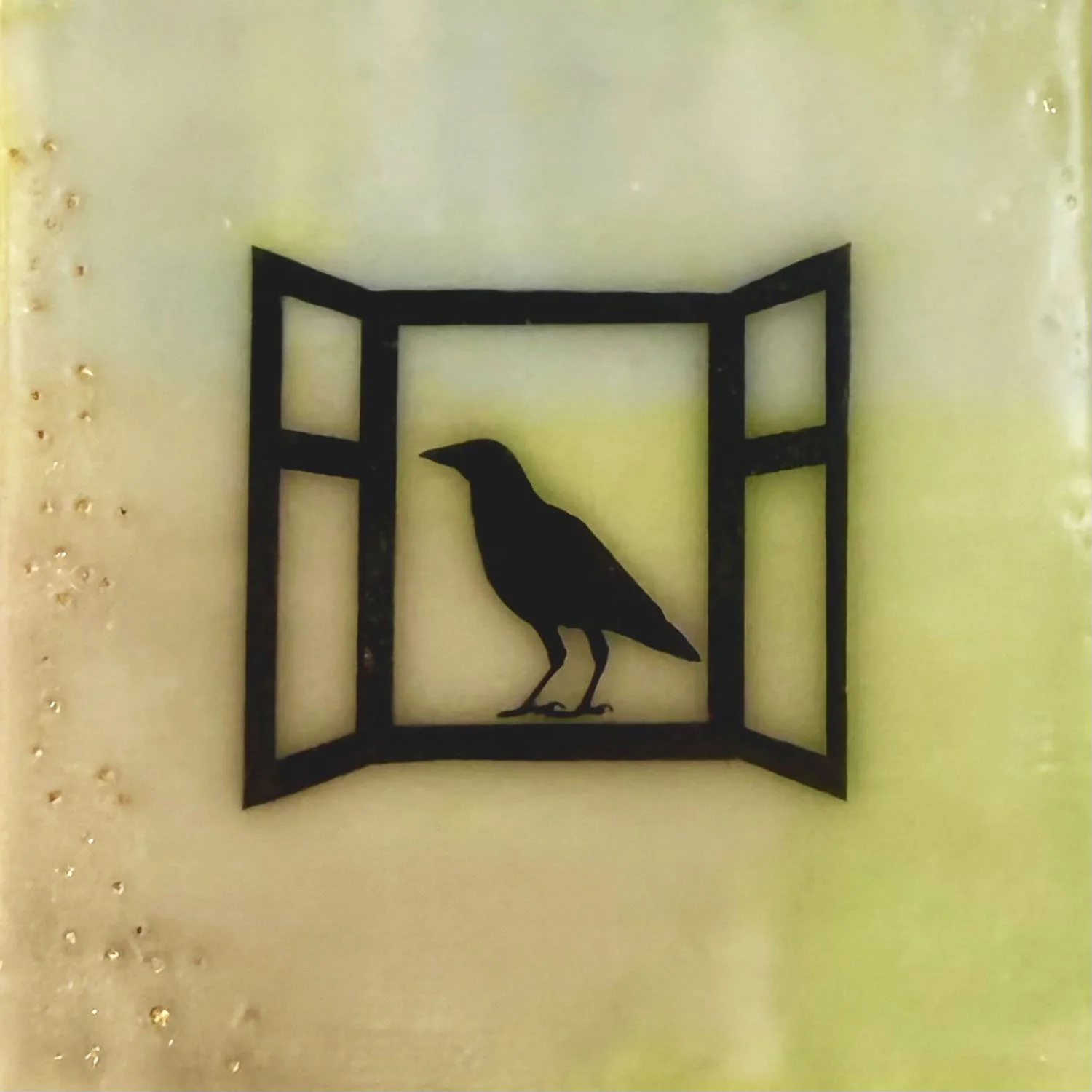 "Morning Watch", encaustic, oil, watercolor transfer, 3" x 3", $35 SOLD
