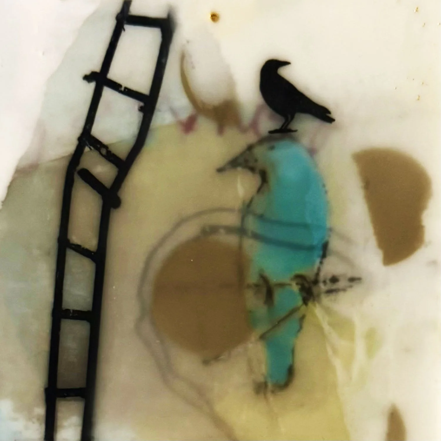 "Corporate Ladder: Skill", mixed media, 4" x 4", $75