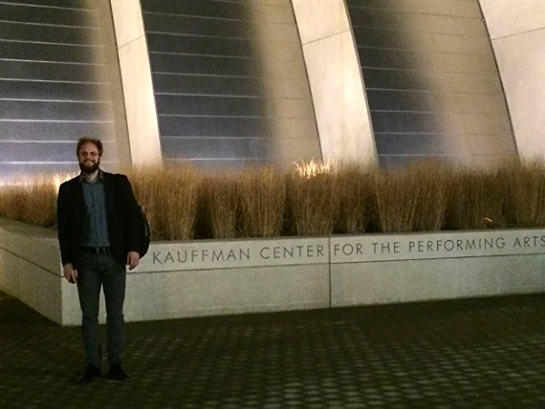 Steuart before his performance at the Kauffman Center in Kansas City