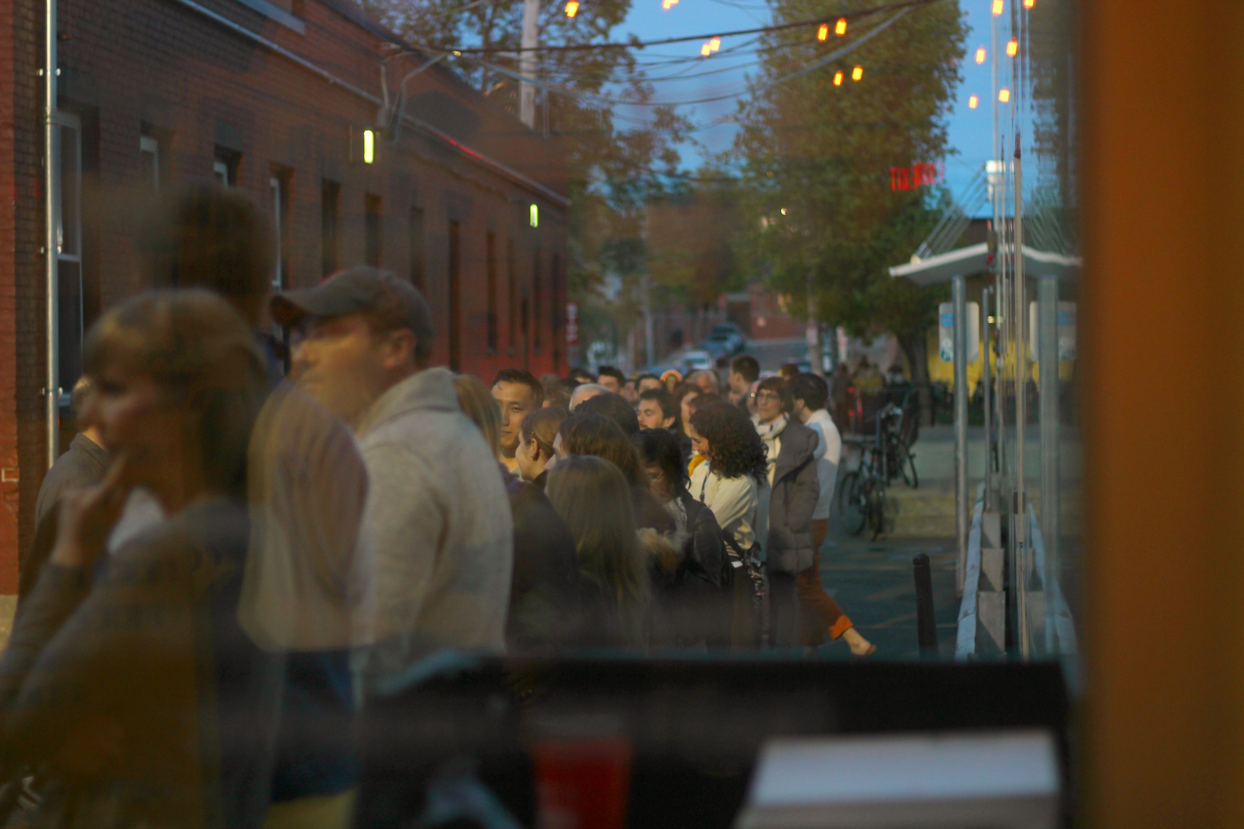 The line outside of Aeronaut Brewing in Somerville