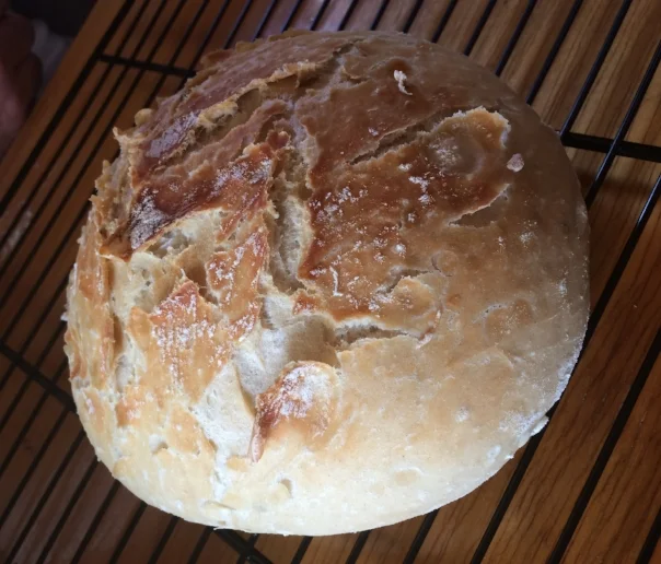 Steuart's first loaf of bread made in our oven!