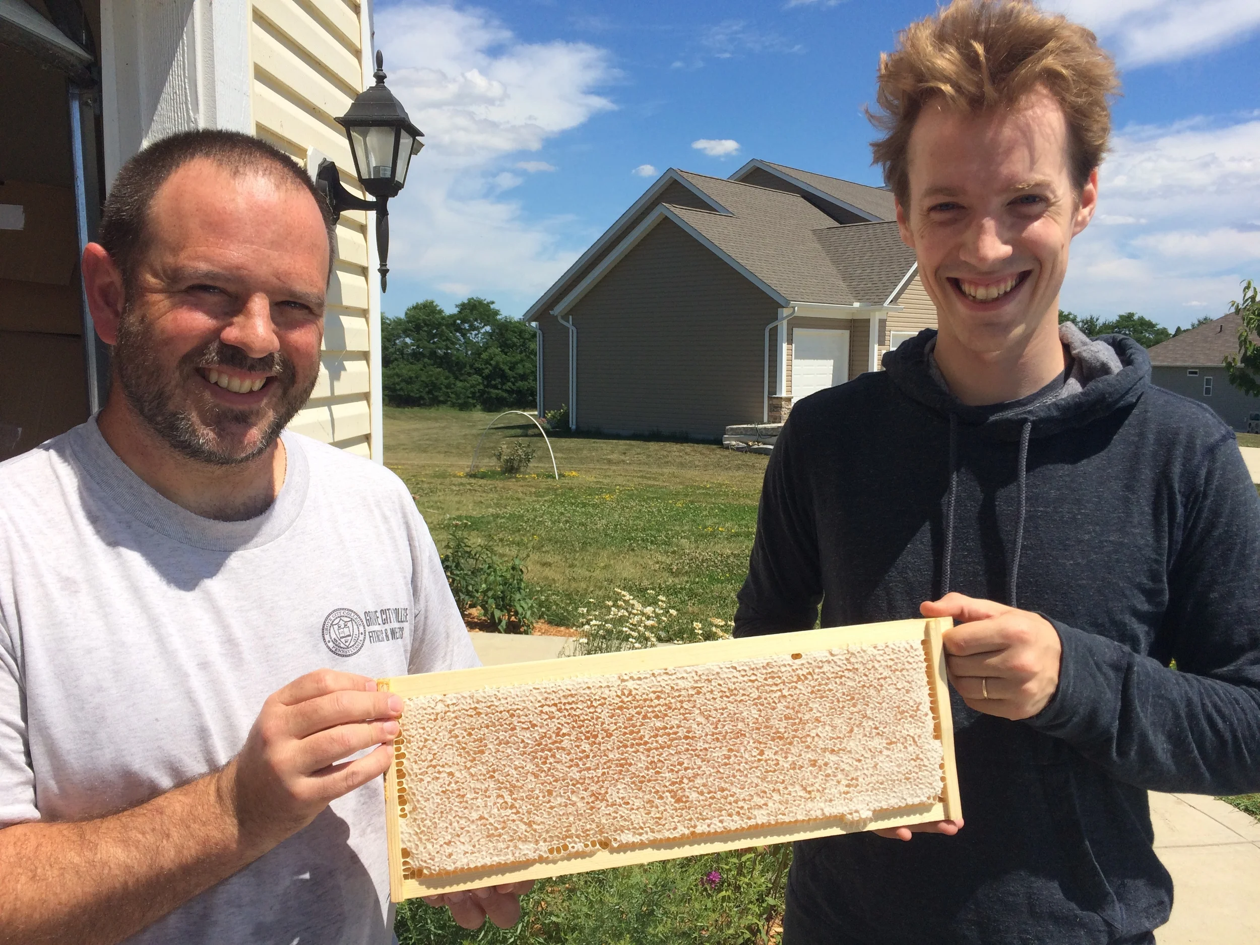 The proud bee keepers, Sam Foster and Mathias Reed!