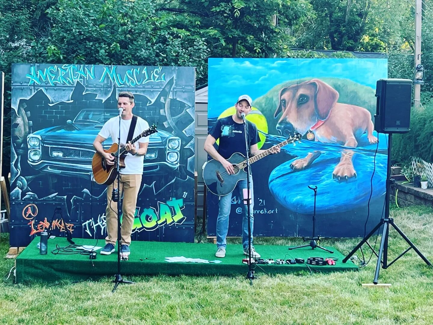 Here's a shot of Brian and Dan this past weekend jamming an acoustic show with some sweet backdrops! Next up is a show this Saturday, 4-6PM at @unmappedbrewing !