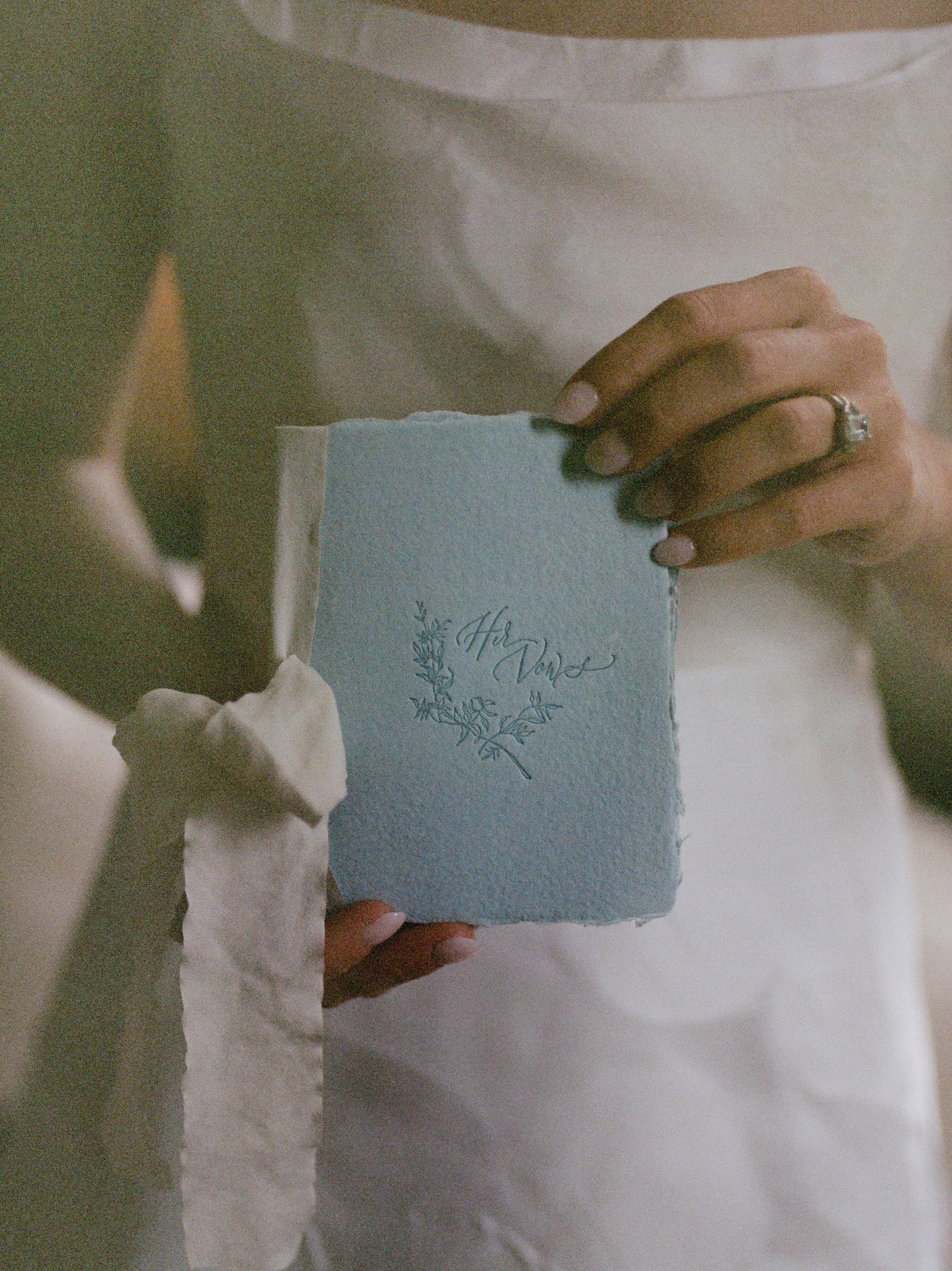 Bride Holding her vow book during her Martha's Vineyard wedding