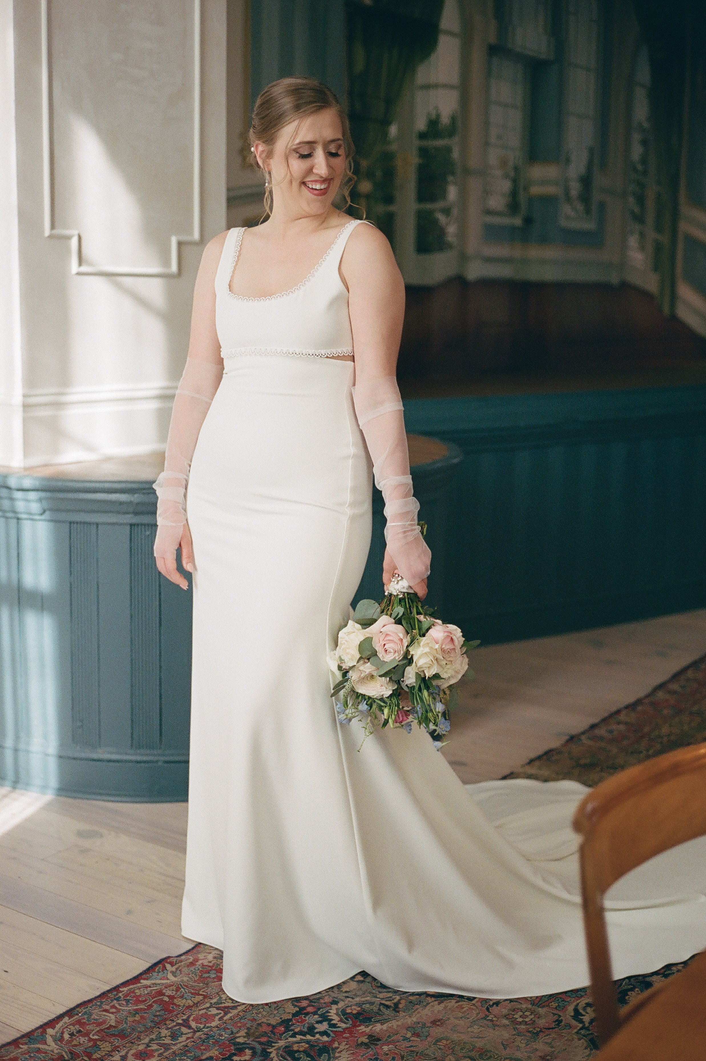 Film image of bride on her wedding day at Hotel Peter and Paul