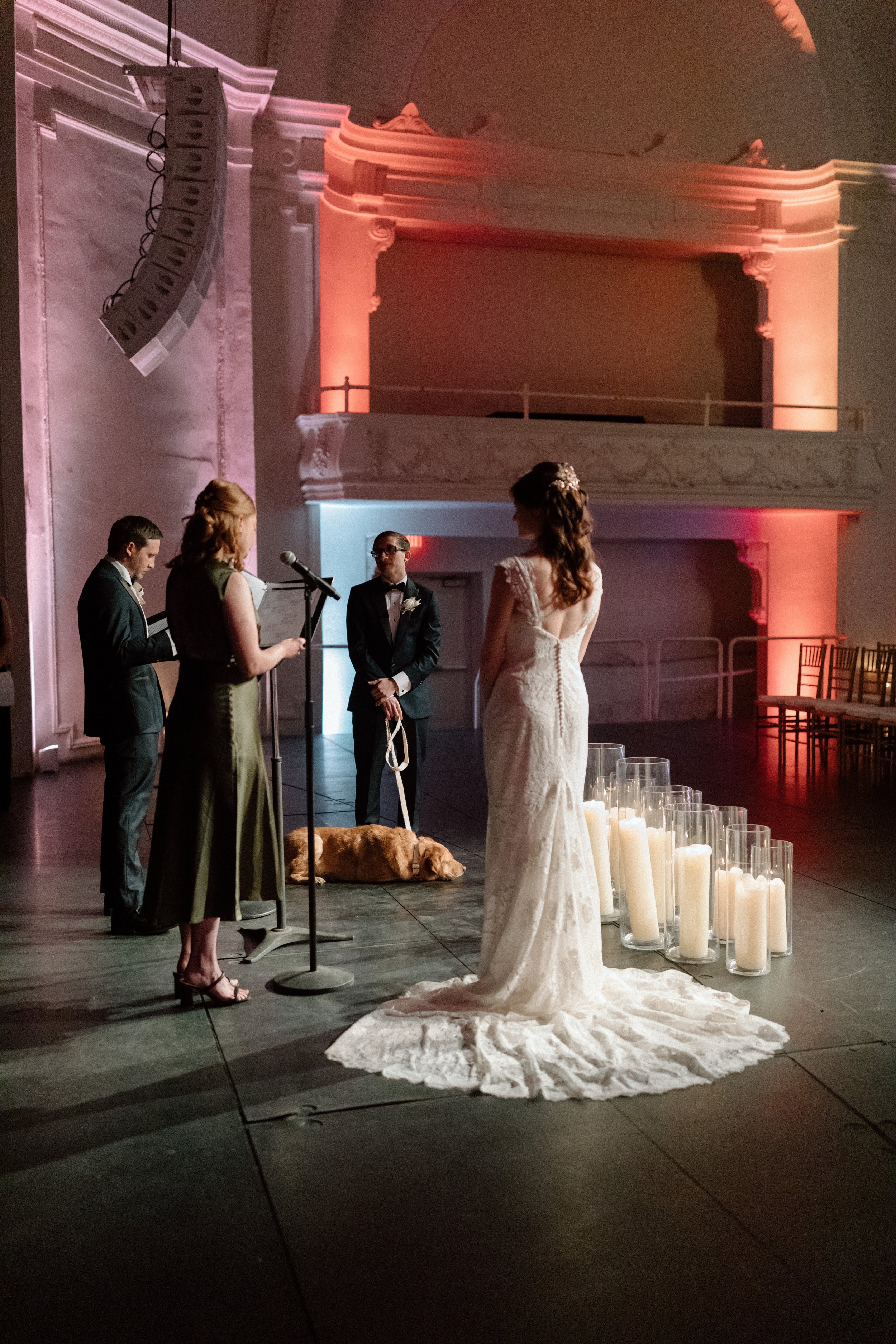 Candle lit Wedding Ceremony at the Civic Theater in New Orleans, Louisiana