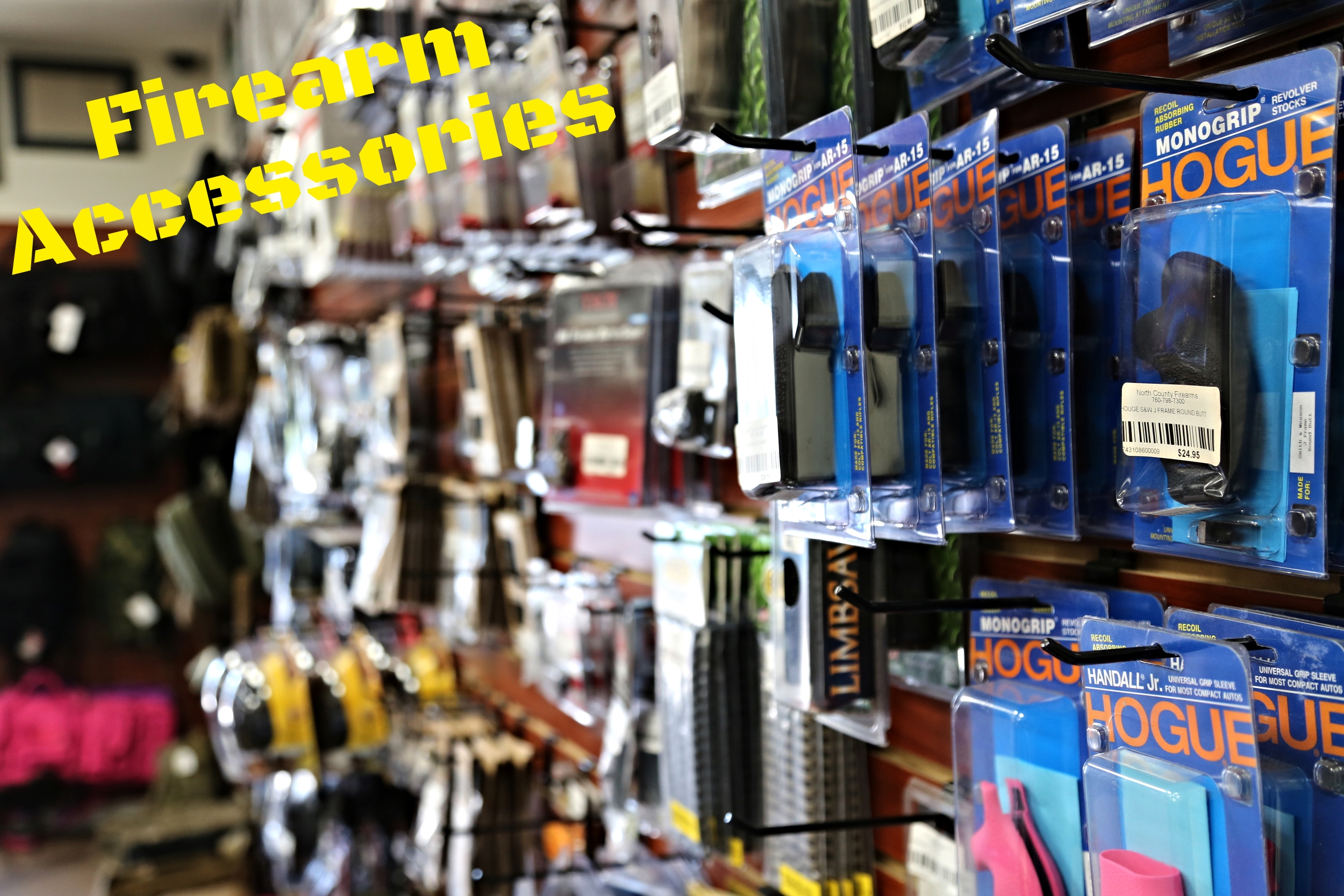 North County Firearms is always a stellar choice when looking for firearm accessories. Everything from grips to sights, we got you covered! We carry a lot of products by manufactures such as: -Tapco -CMMG -Magpul -Hogue -Troy -Sig Sauer -Uncle Mike's -Harris -Ergo Grip -Smith's -Butler Creek -Carlson's -TacStar -SureFire -Howard Leight -Geissele -Noveske -BCM -Lantac -Strike Industries -Remington and many more!