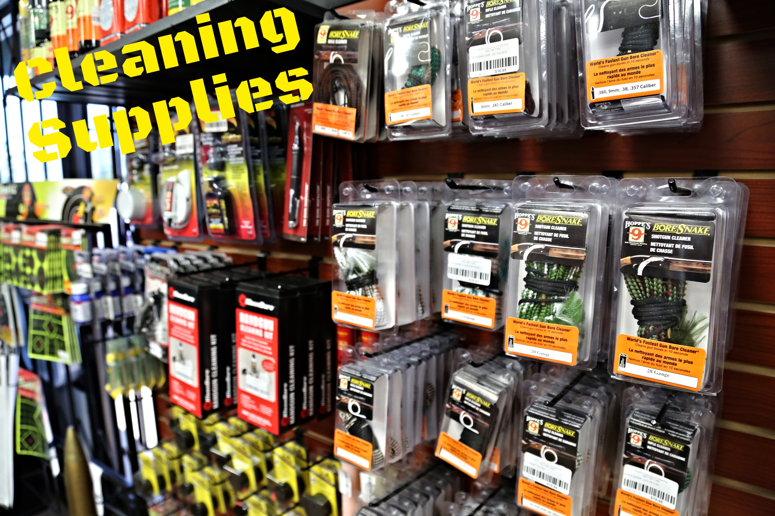 Since properly maintaining your firearms is so important, we have a variety of cleaning products by brands that we know to be trustworthy. From bore snakes to CLP, you can find what your're looking for here at NCF. We typically carry brands like: -Frog Lube -Lucas Oil - Hoppe's -Remington -Outers -Kleen Bore -J Dewey -Otis and many more!