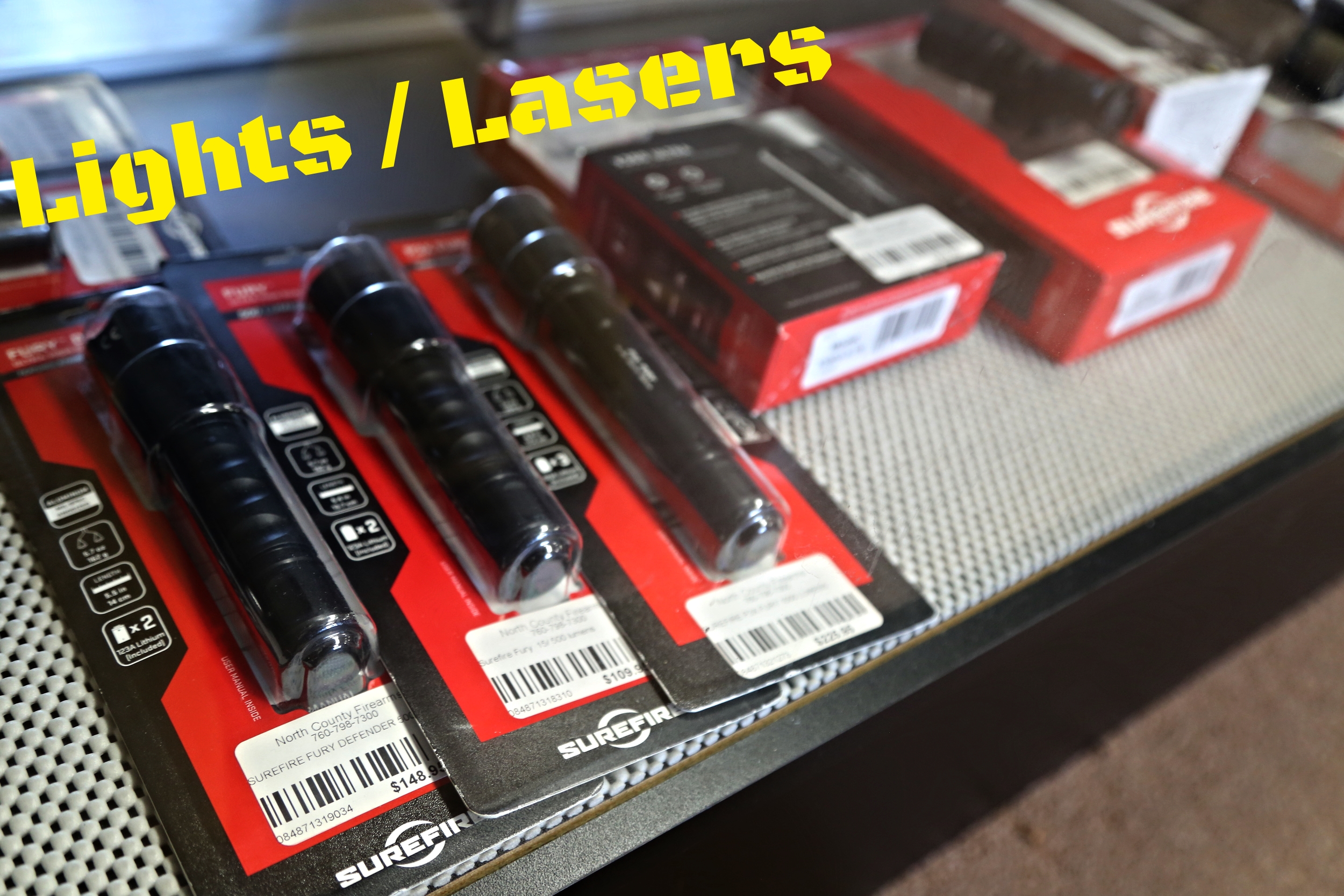 We believe in safety... whether you are in Law Enforcement, Military, or even for self-defense, having a proper light or laser is always critical. That's why we like to have a selection on hand of some of the best lights and lasers on the market by manufactures like: -SureFire -Streamlight -SigTac -Kellan and more!