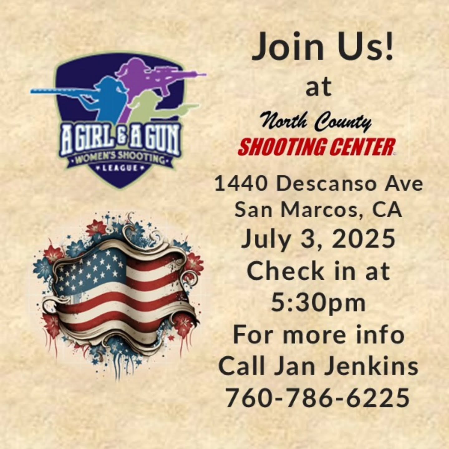 💪 @agagclub Girls Night Out event tomorrow at 5:30pm!

☎️ 760.786.6225

#AGirlAndAGun #AGAG #Girls #Ladies #Women #NightOut #Education #Training #2A #SanDiego