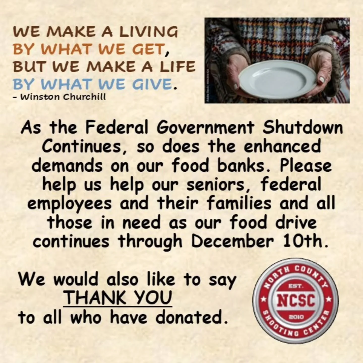 🥫Please help us feed those in need with the Food Drive happening now at NCSC! 

View full details on how YOU can help:
👉 https://tinyurl.com/4buzaear

@sdfoodbank @northcountyfoodbank @sandiegofoodbank #FoodBank #FoodDrive #Donate #Help #Support #S