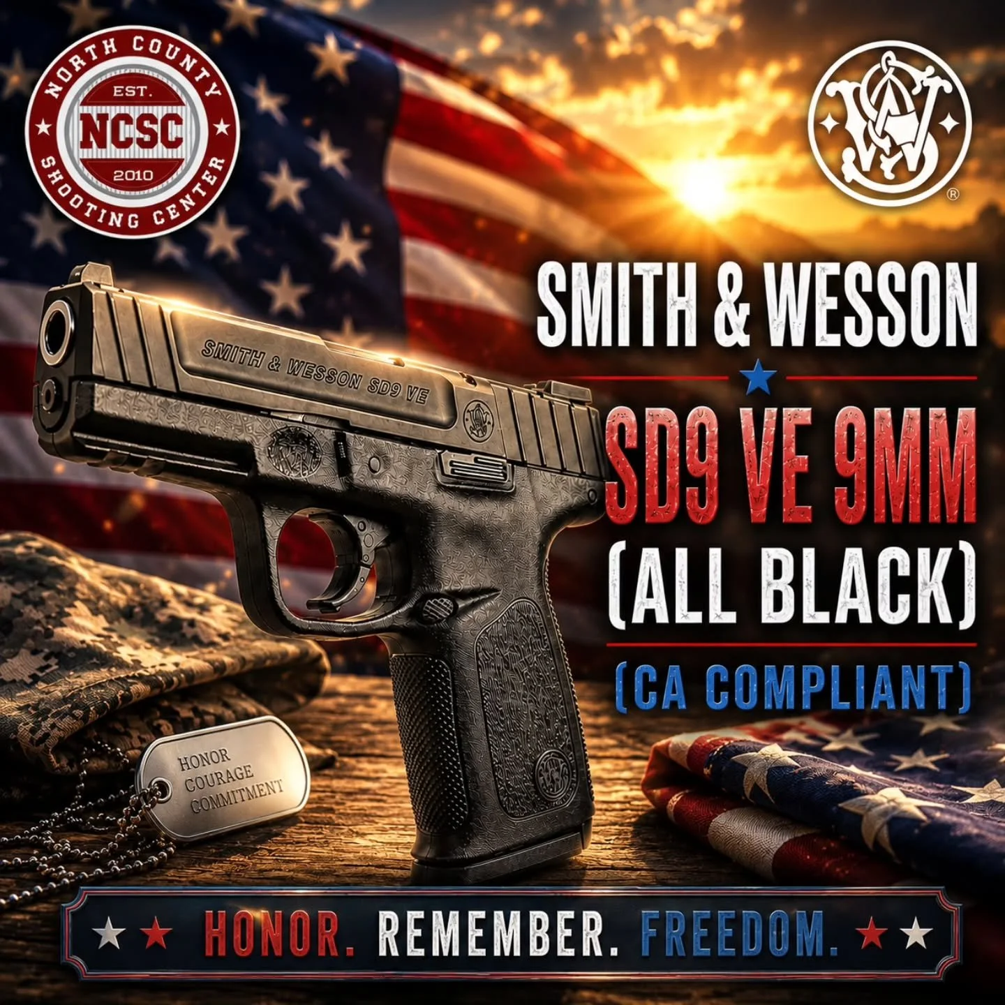 🇺🇸 The made-in-America S&amp;W SD9 VE! 

☎️ 760.798.7300

@smithandwessoninc #SmithandWesson #SD9VE #MemorialDay #Veterans #USA